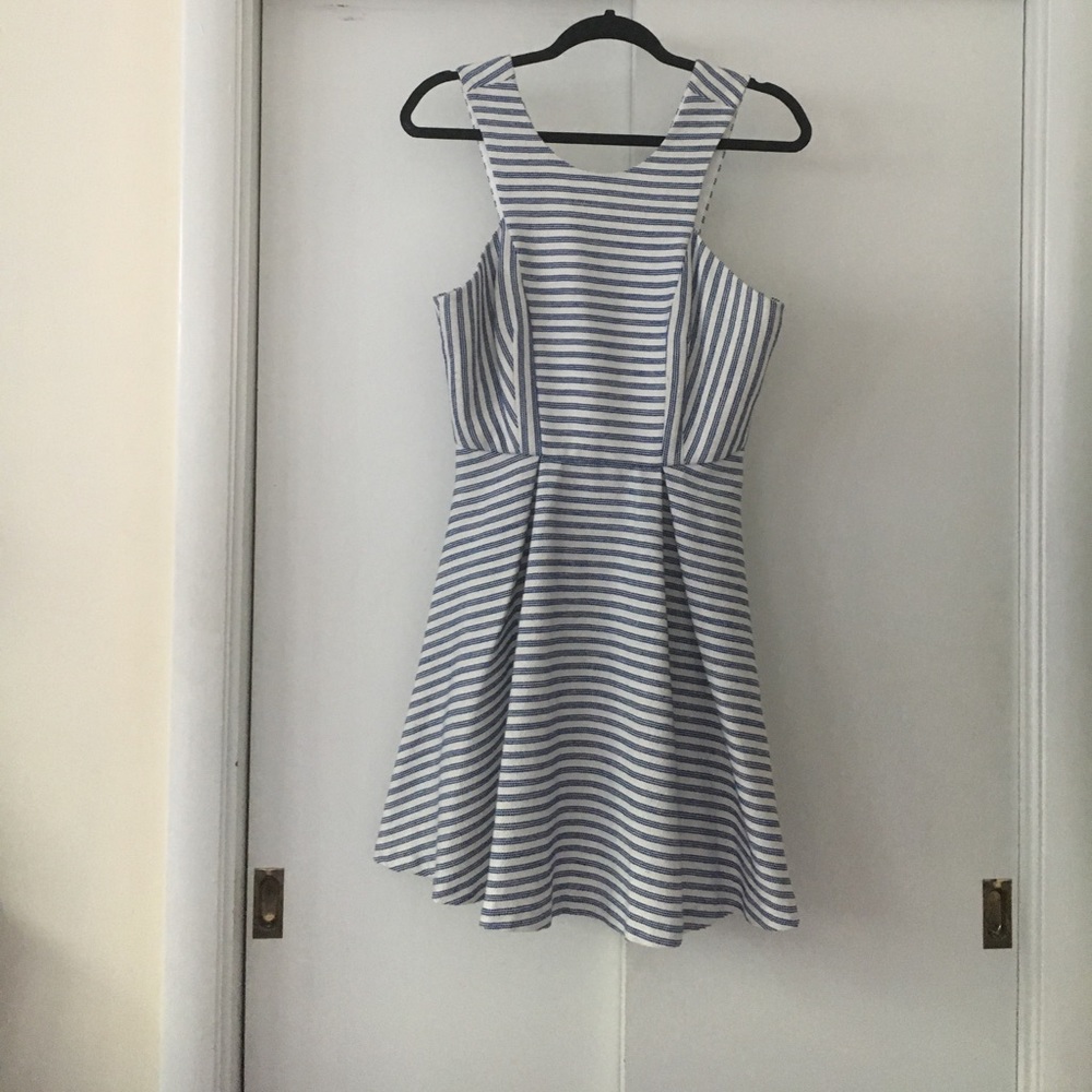 BCBGeneration blue and white striped dress size 8